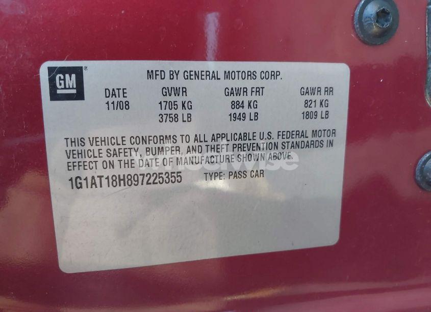 Photo 9 of 2009 Chevrolet Cobalt LT (VIN 1G1AT18H897225355)