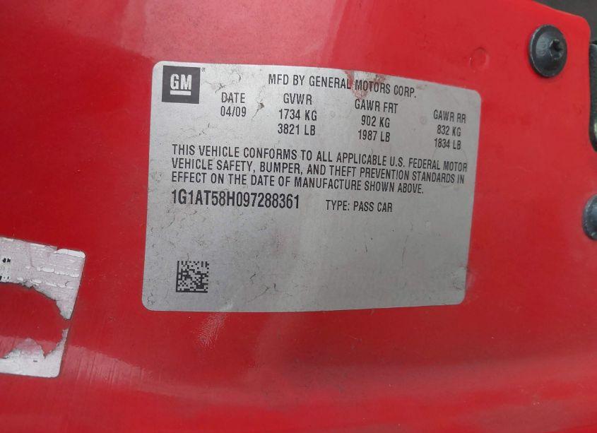 Photo 9 of 2009 Chevrolet Cobalt LT (VIN 1G1AT58H097288361)