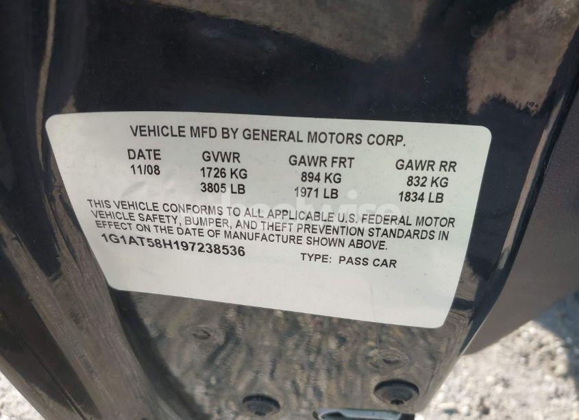 Photo 9 of 2009 Chevrolet Cobalt LT (VIN 1G1AT58H197238536)