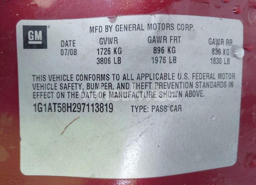 Photo 9 of 2009 Chevrolet Cobalt LT (VIN 1G1AT58H297113819)