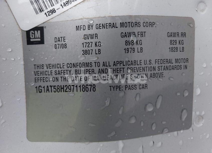 Photo 9 of 2009 Chevrolet Cobalt LT (VIN 1G1AT58H297118678)