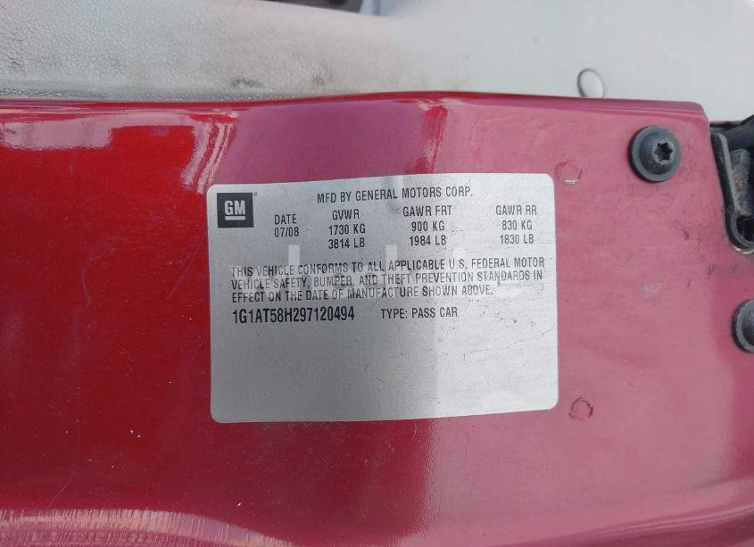 Photo 9 of 2009 Chevrolet Cobalt LT (VIN 1G1AT58H297120494)