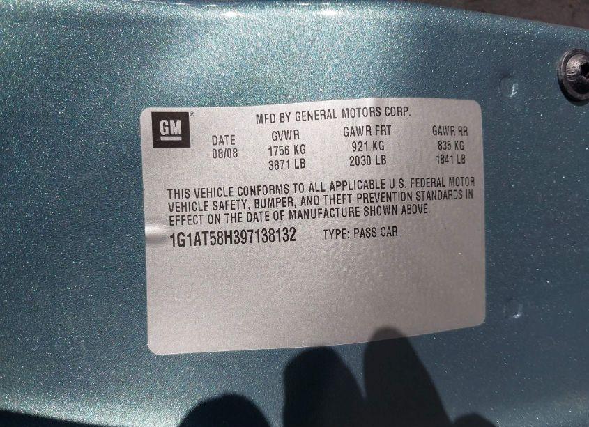 Photo 9 of 2009 Chevrolet Cobalt LT (VIN 1G1AT58H397138132)