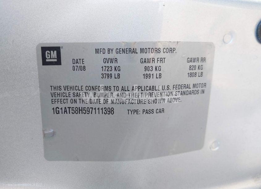 Photo 9 of 2009 Chevrolet Cobalt LT (VIN 1G1AT58H597111398)