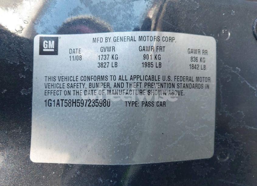 Photo 9 of 2009 Chevrolet Cobalt LT (VIN 1G1AT58H597235980)