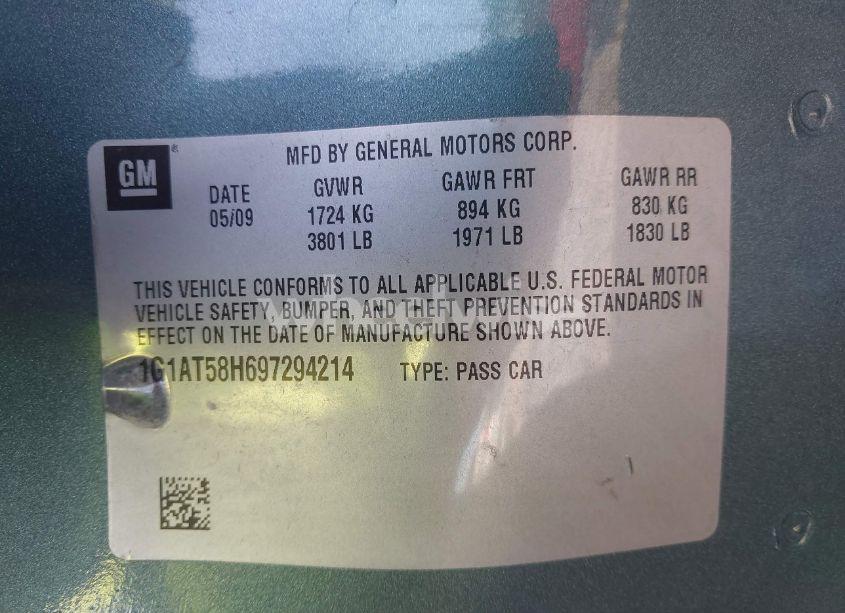 Photo 9 of 2009 Chevrolet Cobalt LT (VIN 1G1AT58H697294214)