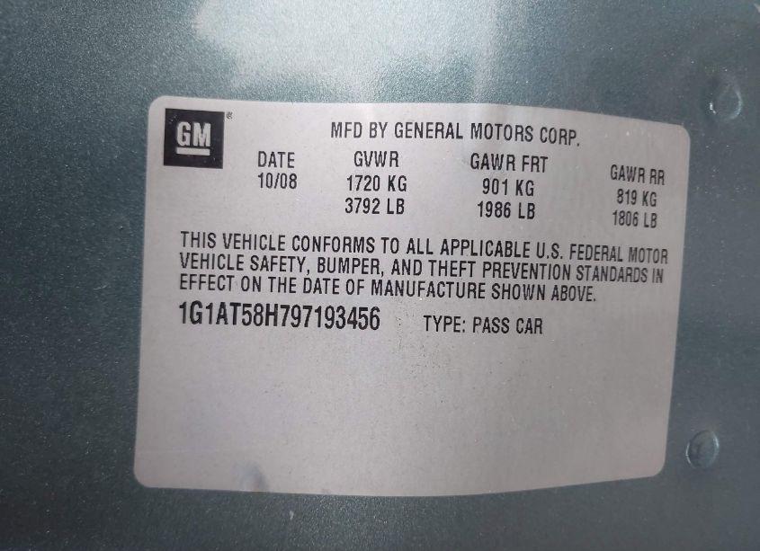 Photo 9 of 2009 Chevrolet Cobalt LT (VIN 1G1AT58H797193456)