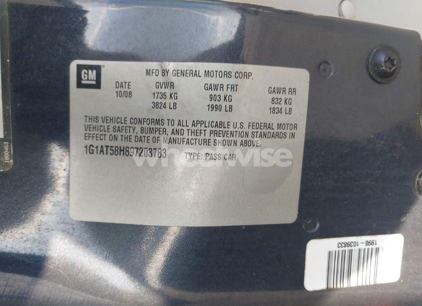 Photo 9 of 2009 Chevrolet Cobalt LT (VIN 1G1AT58H897203783)