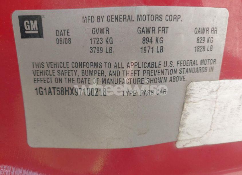 Photo 9 of 2009 Chevrolet Cobalt LT (VIN 1G1AT58HX97100218)