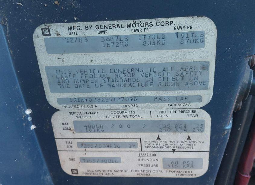 Photo 9 of 1984 Chevrolet Corvette (VIN 1G1AY0782E5127098)