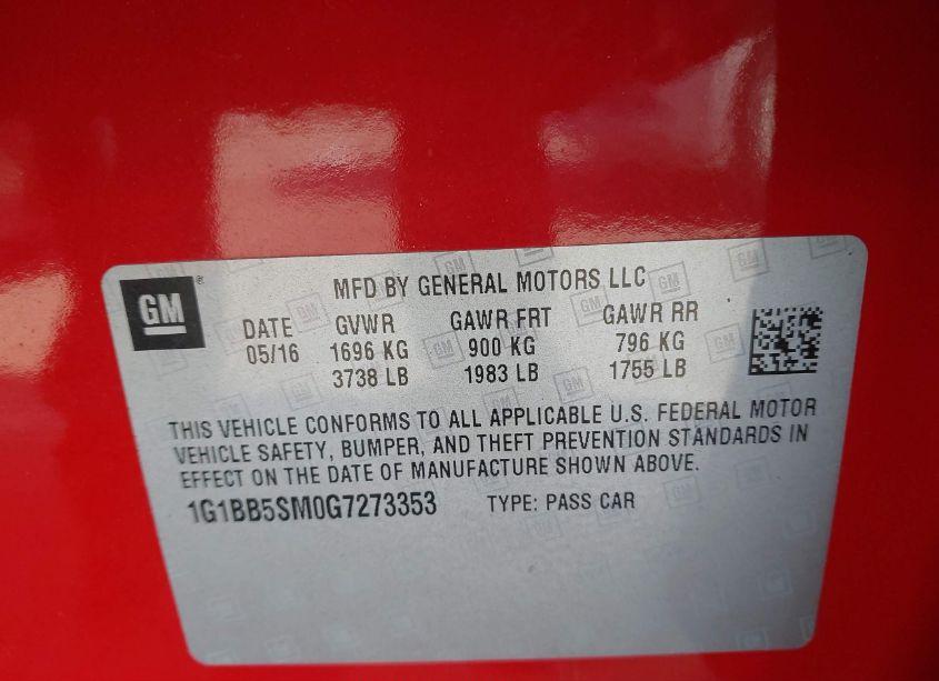 Photo 9 of 2016 Chevrolet Cruze LS MANUAL (VIN 1G1BB5SM0G7273353)