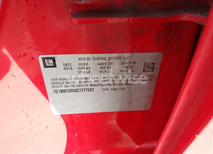 Photo 9 of 2016 Chevrolet Cruze LS MANUAL (VIN 1G1BB5SM0G7277807)