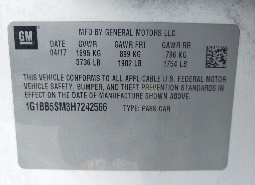 Photo 9 of 2017 Chevrolet Cruze LS MANUAL (VIN 1G1BB5SM3H7242566)