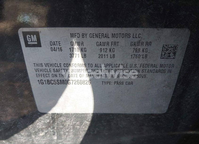 Photo 9 of 2016 Chevrolet Cruze LS AUTO (VIN 1G1BC5SM0G7260826)