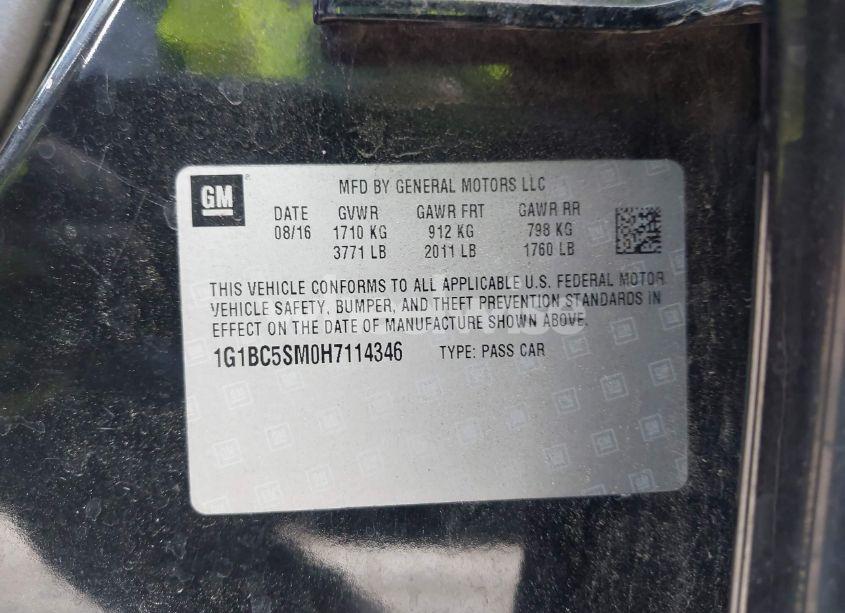 Photo 9 of 2017 Chevrolet Cruze LS AUTO (VIN 1G1BC5SM0H7114346)