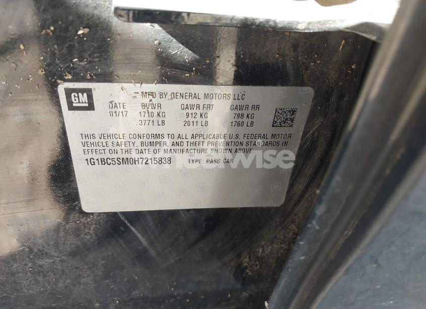 Photo 9 of 2017 Chevrolet Cruze LS AUTO (VIN 1G1BC5SM0H7215838)