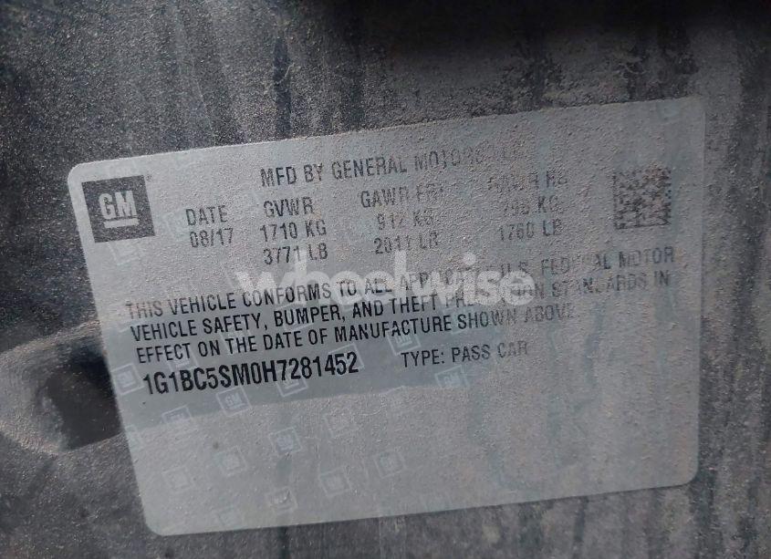 Photo 9 of 2017 Chevrolet Cruze LS AUTO (VIN 1G1BC5SM0H7281452)