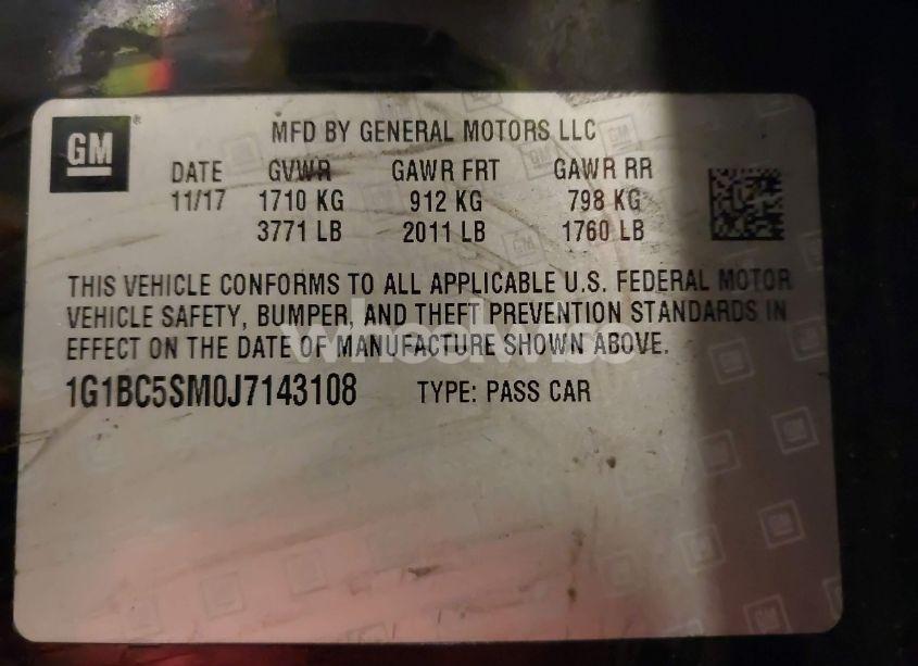 Photo 9 of 2018 Chevrolet Cruze LS AUTO (VIN 1G1BC5SM0J7143108)