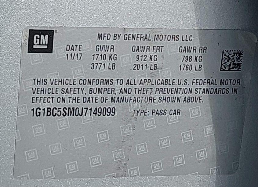 Photo 9 of 2018 Chevrolet Cruze LS AUTO (VIN 1G1BC5SM0J7149099)