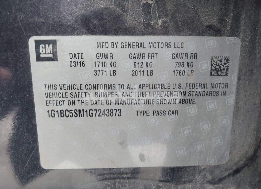 Photo 9 of 2016 Chevrolet Cruze LS AUTO (VIN 1G1BC5SM1G7243873)