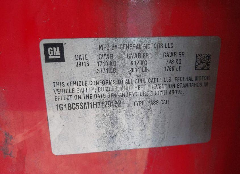 Photo 9 of 2017 Chevrolet Cruze LS AUTO (VIN 1G1BC5SM1H7129132)