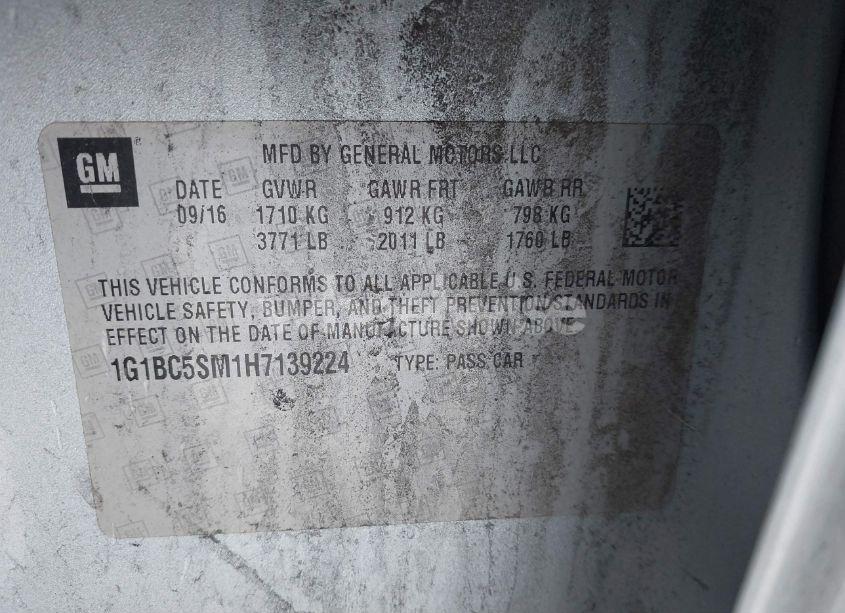 Photo 9 of 2017 Chevrolet Cruze LS AUTO (VIN 1G1BC5SM1H7139224)