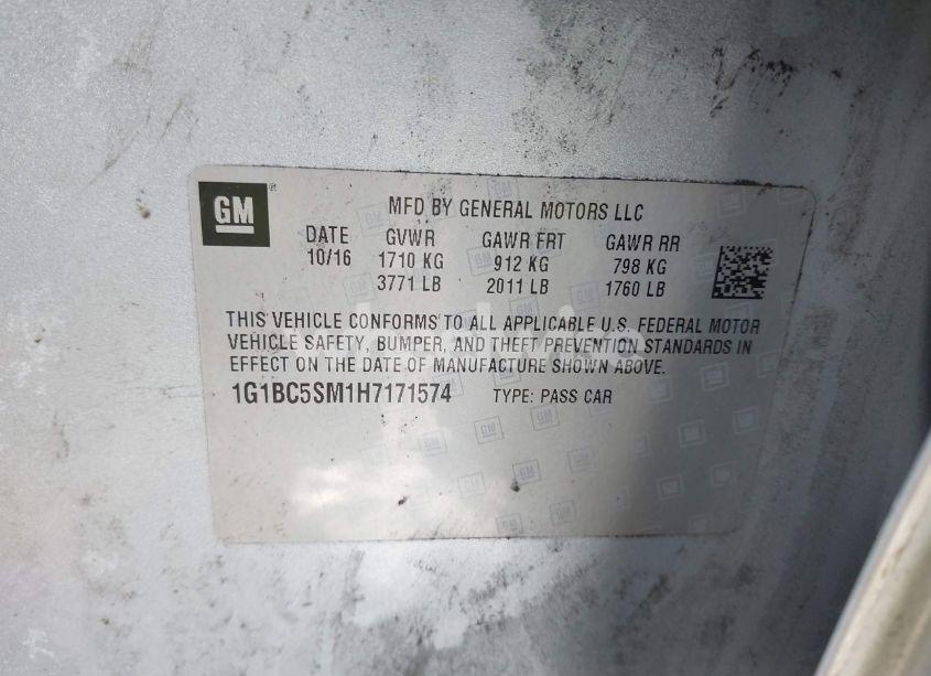 Photo 9 of 2017 Chevrolet Cruze LS AUTO (VIN 1G1BC5SM1H7171574)