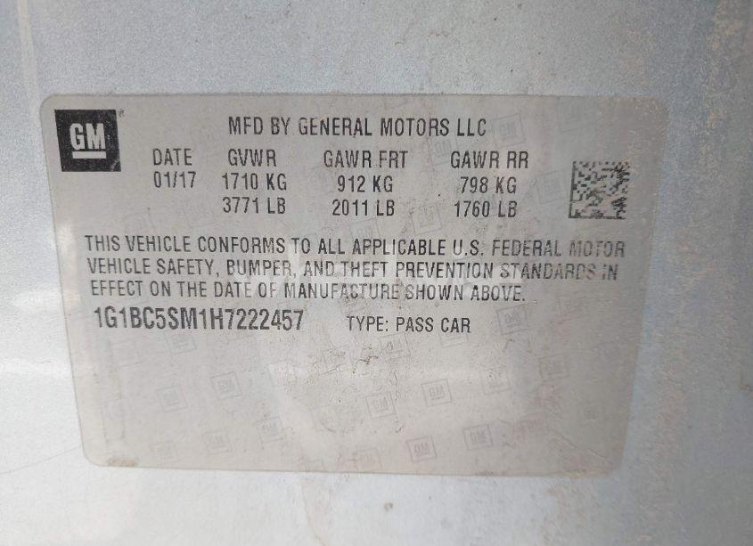 Photo 9 of 2017 Chevrolet Cruze LS AUTO (VIN 1G1BC5SM1H7222457)