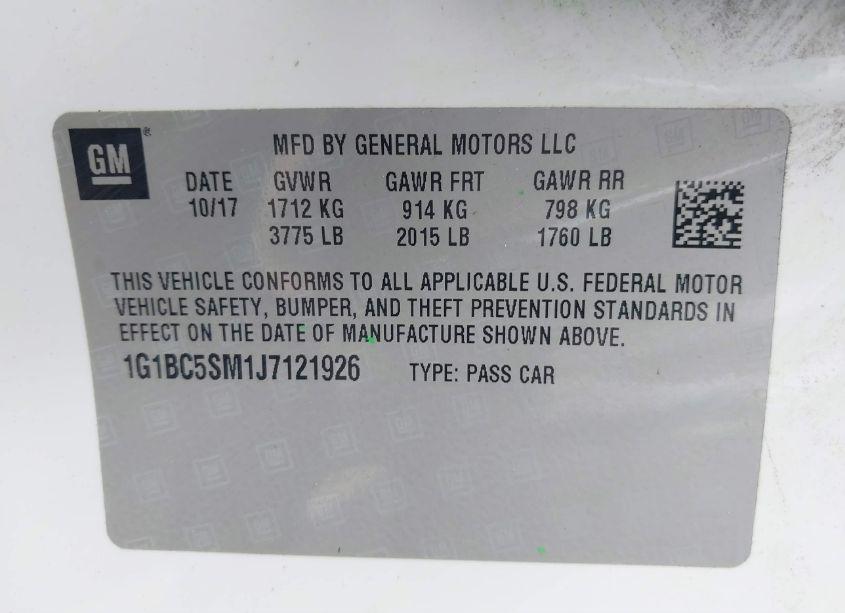 Photo 9 of 2018 Chevrolet Cruze LS AUTO (VIN 1G1BC5SM1J7121926)