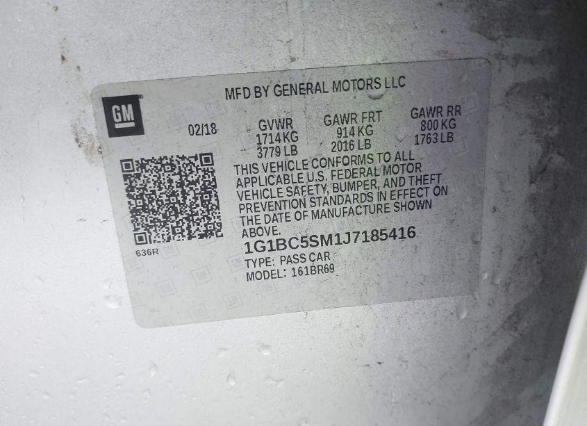 Photo 9 of 2018 Chevrolet Cruze LS AUTO (VIN 1G1BC5SM1J7185416)