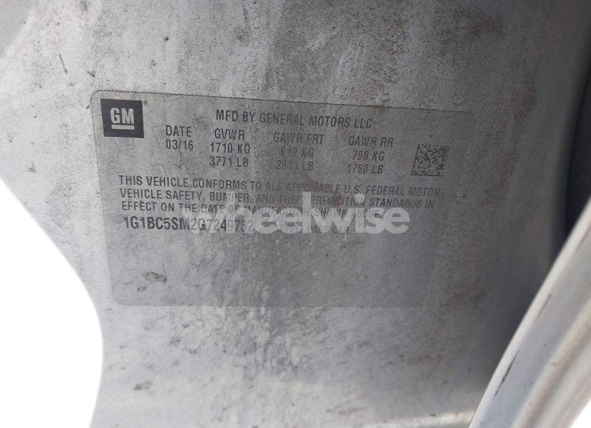 Photo 9 of 2016 Chevrolet Cruze LS AUTO (VIN 1G1BC5SM2G7249732)