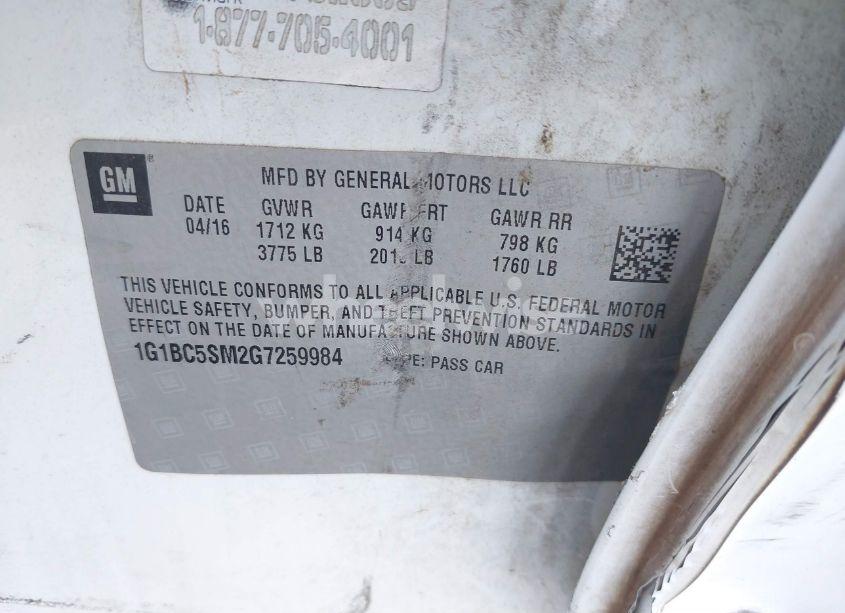Photo 9 of 2016 Chevrolet Cruze LS AUTO (VIN 1G1BC5SM2G7259984)