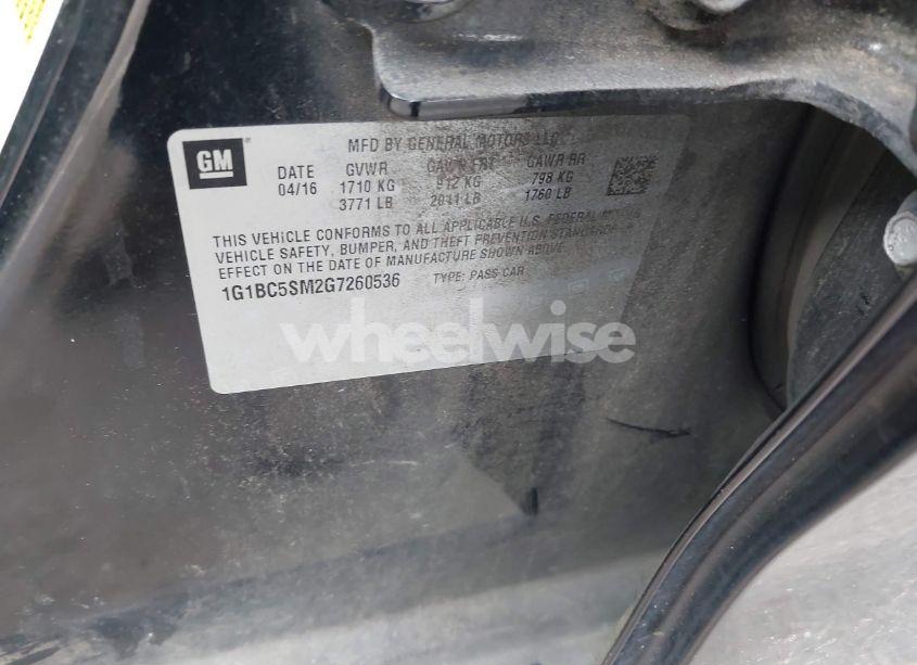 Photo 9 of 2016 Chevrolet Cruze LS AUTO (VIN 1G1BC5SM2G7260536)