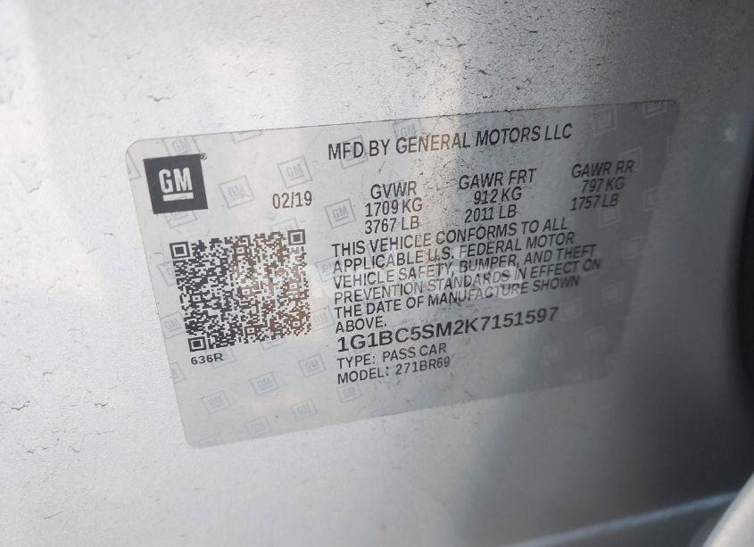 Photo 9 of 2019 Chevrolet Cruze LS (VIN 1G1BC5SM2K7151597)