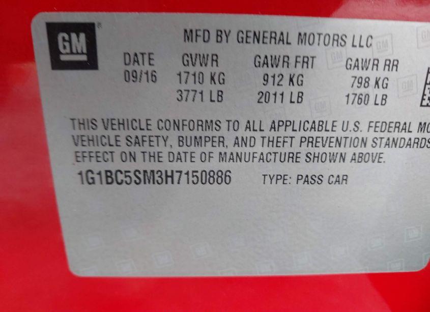 Photo 9 of 2017 Chevrolet Cruze LS AUTO (VIN 1G1BC5SM3H7150886)