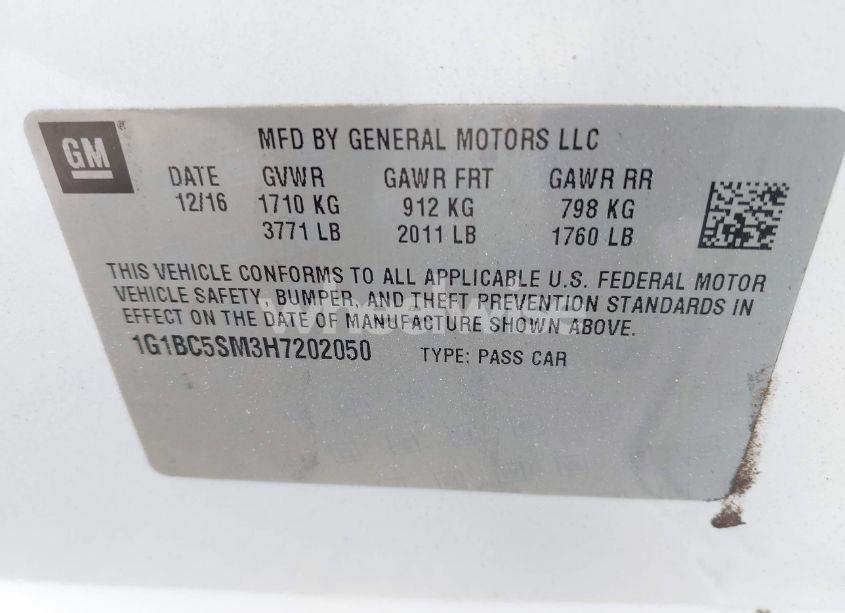 Photo 9 of 2017 Chevrolet Cruze LS AUTO (VIN 1G1BC5SM3H7202050)