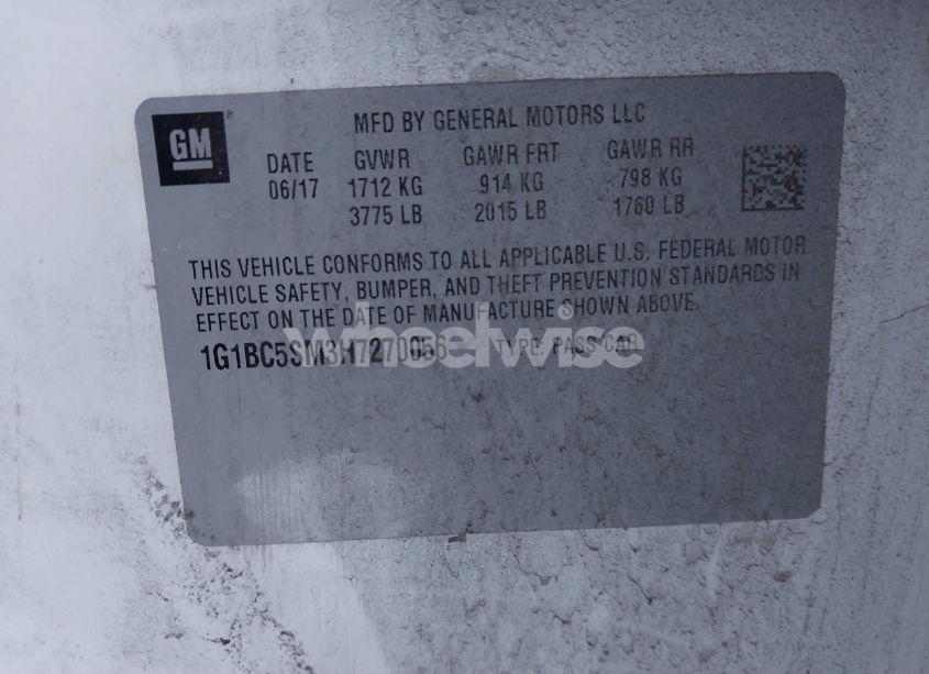 Photo 9 of 2017 Chevrolet Cruze LS AUTO (VIN 1G1BC5SM3H7270056)