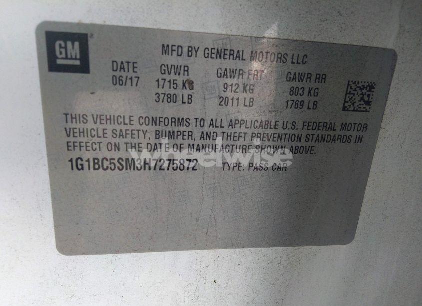 Photo 9 of 2017 Chevrolet Cruze LS AUTO (VIN 1G1BC5SM3H7275872)