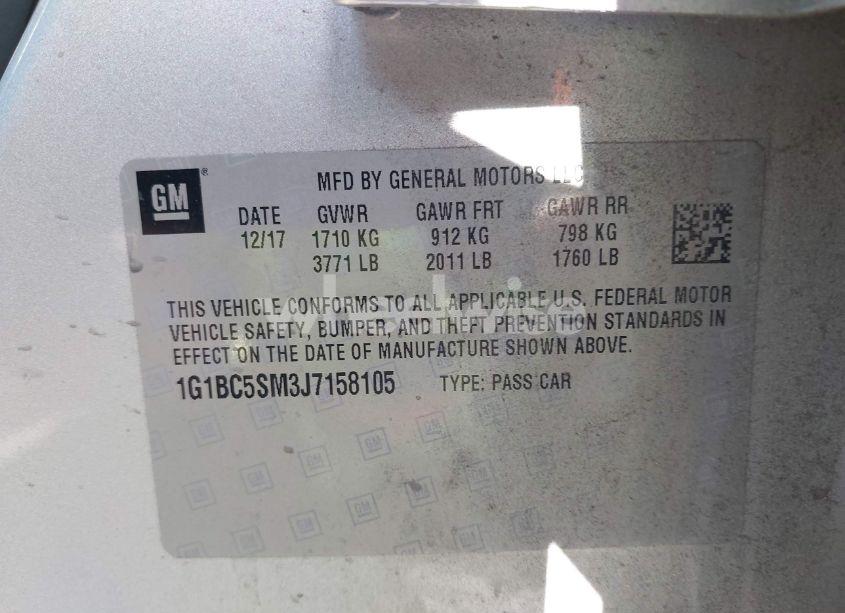 Photo 9 of 2018 Chevrolet Cruze LS AUTO (VIN 1G1BC5SM3J7158105)