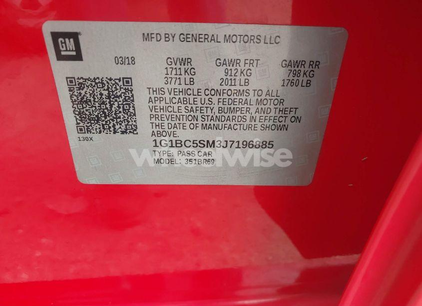 Photo 9 of 2018 Chevrolet Cruze LS AUTO (VIN 1G1BC5SM3J7196885)
