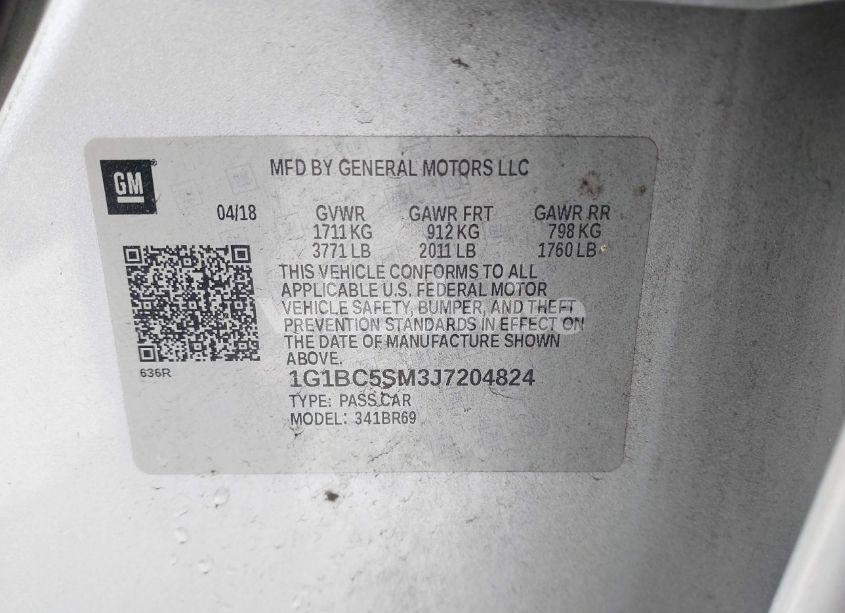 Photo 9 of 2018 Chevrolet Cruze LS AUTO (VIN 1G1BC5SM3J7204824)