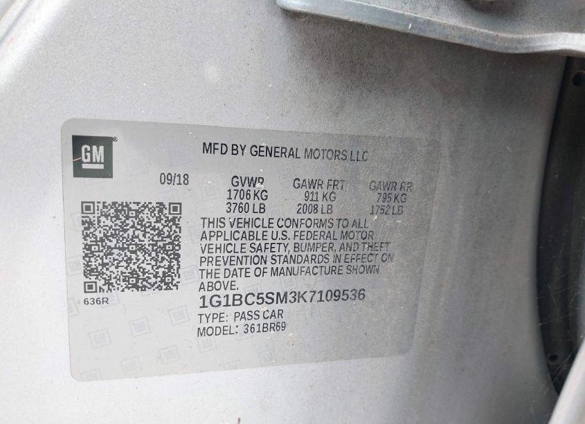 Photo 9 of 2019 Chevrolet Cruze LS (VIN 1G1BC5SM3K7109536)