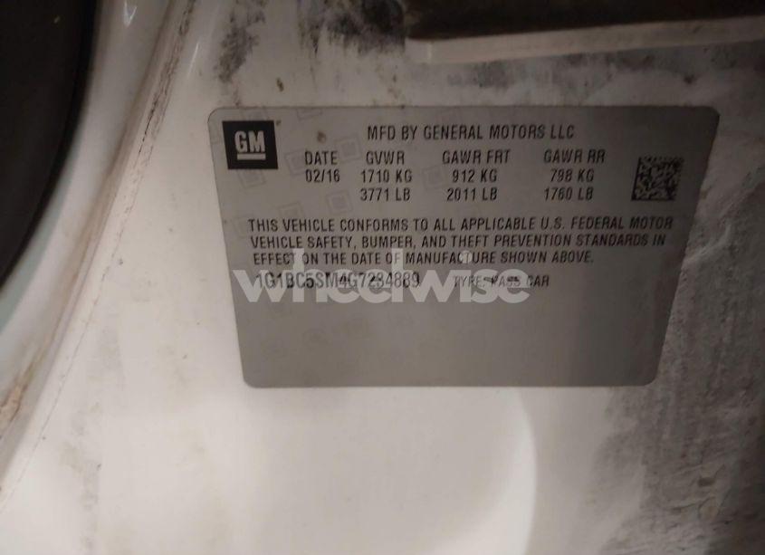 Photo 9 of 2016 Chevrolet Cruze LS AUTO (VIN 1G1BC5SM4G7234889)
