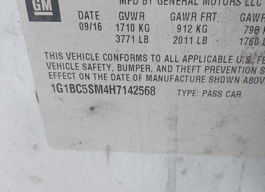 Photo 9 of 2017 Chevrolet Cruze LS AUTO (VIN 1G1BC5SM4H7142568)