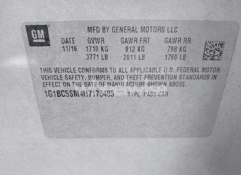 Photo 9 of 2017 Chevrolet Cruze LS AUTO (VIN 1G1BC5SM4H7178485)