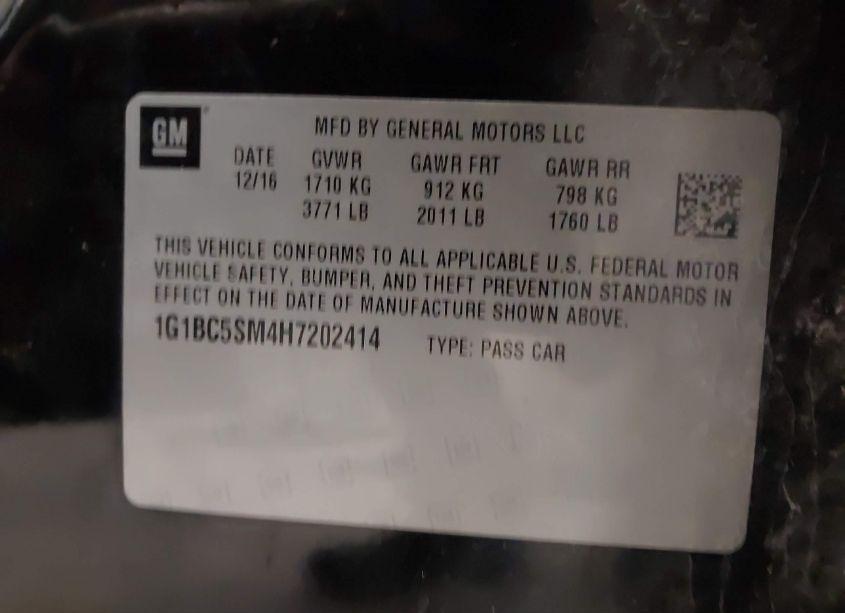 Photo 9 of 2017 Chevrolet Cruze LS AUTO (VIN 1G1BC5SM4H7202414)