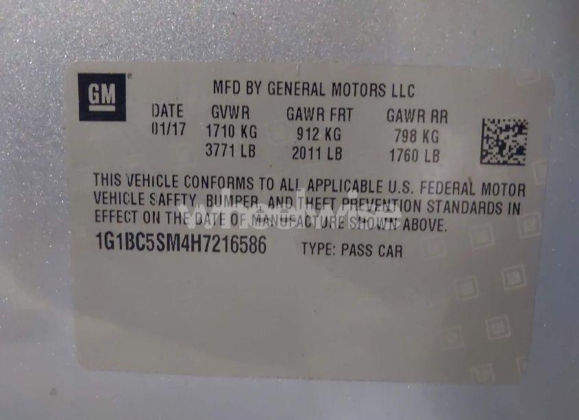 Photo 9 of 2017 Chevrolet Cruze LS AUTO (VIN 1G1BC5SM4H7216586)