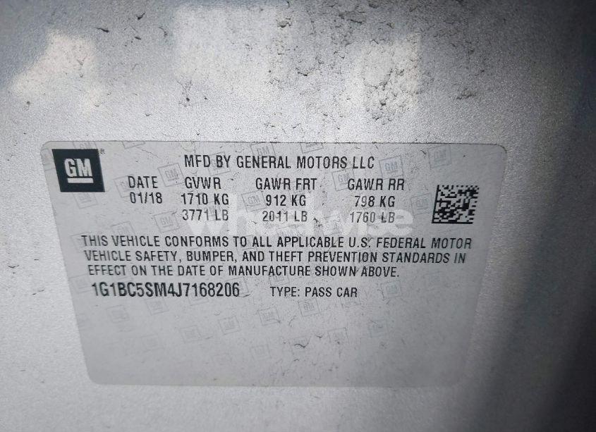 Photo 9 of 2018 Chevrolet Cruze LS AUTO (VIN 1G1BC5SM4J7168206)