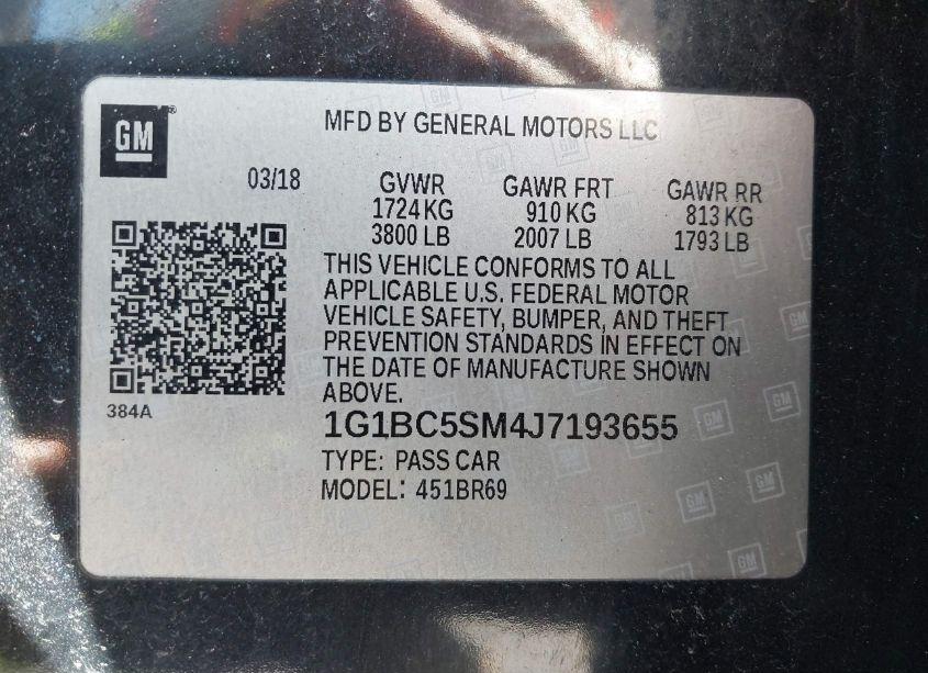 Photo 9 of 2018 Chevrolet Cruze LS AUTO (VIN 1G1BC5SM4J7193655)