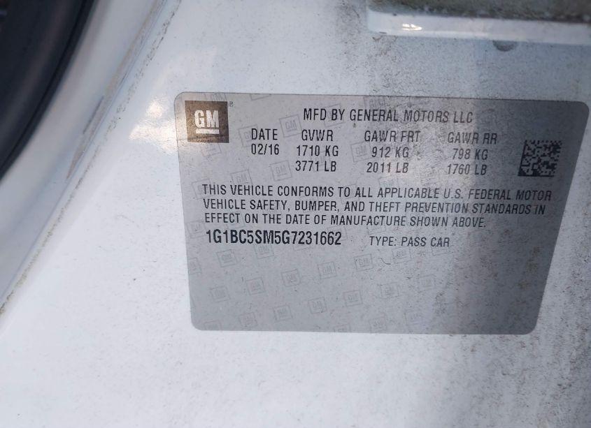 Photo 9 of 2016 Chevrolet Cruze LS AUTO (VIN 1G1BC5SM5G7231662)